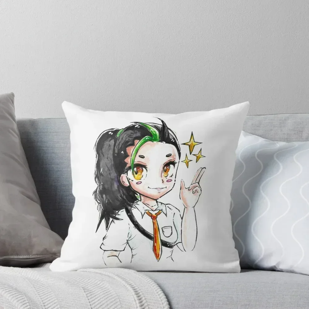 NEMONA - Scarlet Violet - rival trainer - Anime kawaii watercolor art by Foxpuar Throw Pillow Sofa Decorative Covers pillow