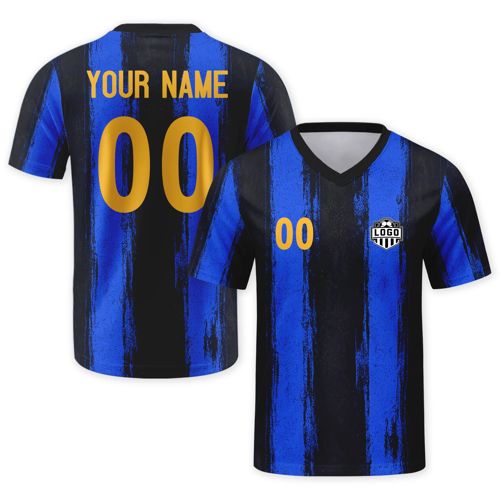 Custom Blue Soccer Jersey with Name Number Logo, Personalized Team Football Shirt Training Tee for Adult Kids