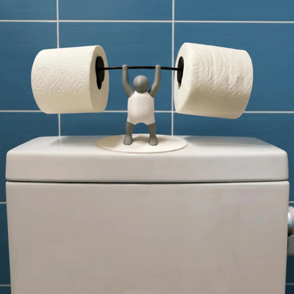

Забавный держатель для туалетной бумаги в виде штанги для тяжелоатлетов, экономящий место, пластиковый, в стиле фитнеса