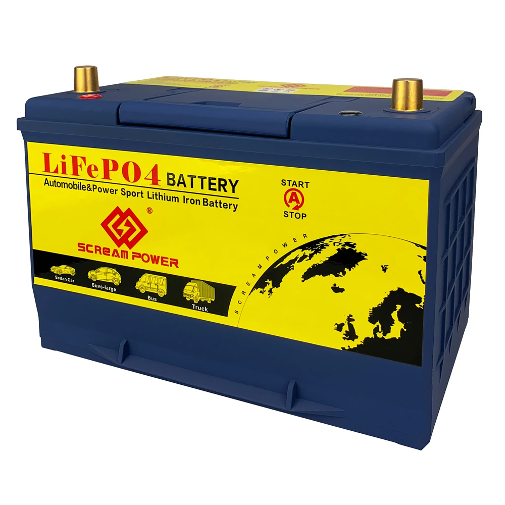 Batterie de démarrage de voiture pour voitures, démarreur diabétique, 12V, 100Ah, VEPO4, SCR95D31L, R, haute qualité, CCA1600A avec BMS 200A,