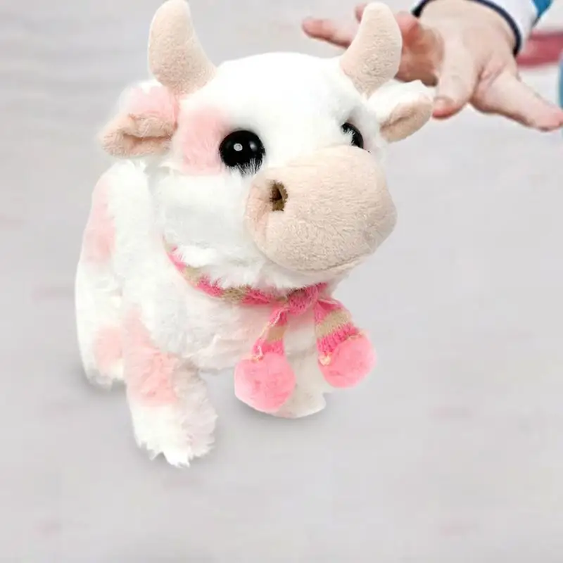 Juguetes de vaca, Animal electrónico para mascotas, vaca de peluche, juguete de ganado con pilas con sonidos, juguete educativo y de aprendizaje interactivo para