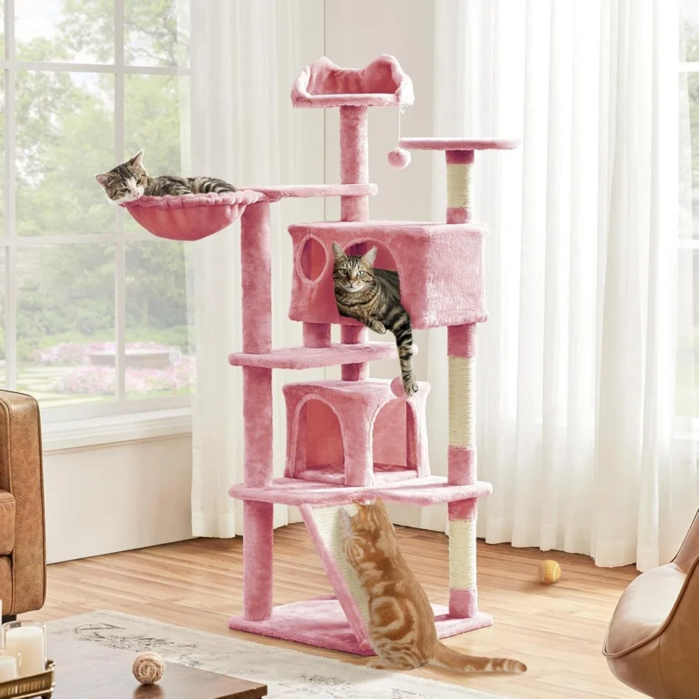 

57 inches Multi-Level Cat Tree Cat Condo with Scratching Posts Kittens Activity Tower Pet Play House Furniture,