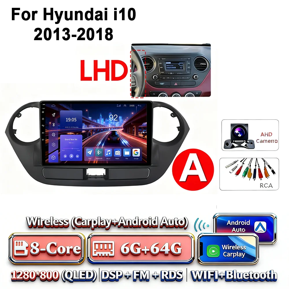 Android 17 2Din Carplay Android Auto 4G WIFI autoradio voor Hyundai I10 2013-2018 GPS DSP BT touchscreen multimediasysteem