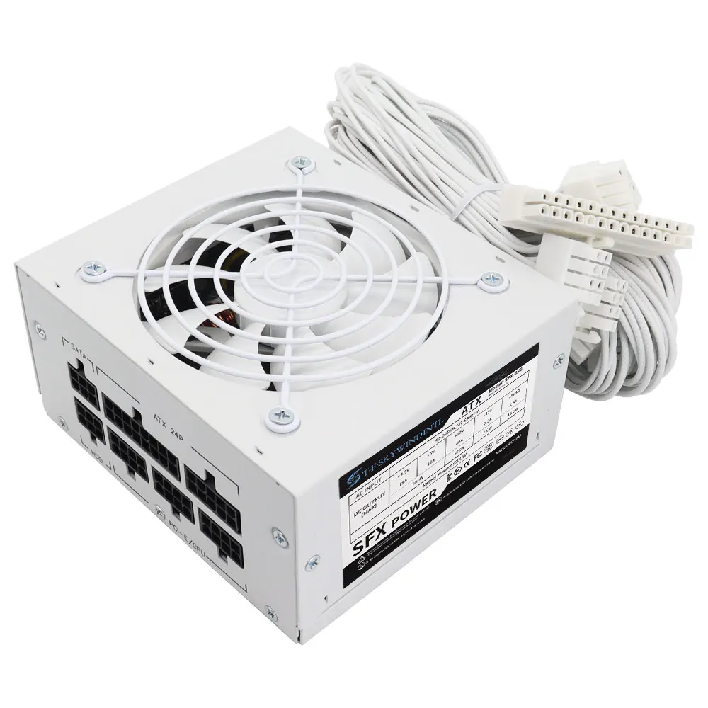 600W weißes, vollmodulares SFX-Netzteil, kompakte Bauweise für Mini-ITX-SFF-Gehäuse, 90mm leiser Lüfter, 90-265V Weitspannung, für kompakte Gaming-PC-Systeme