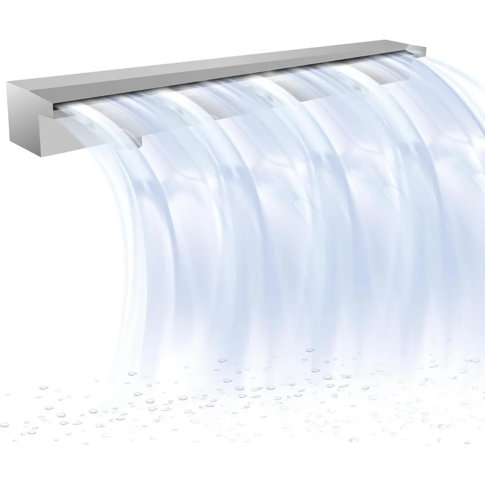 - نافورة شلال Spillway 47.2 بوصة × 4.5 بوصة × 3.1 بوصة، شلال حمام السباحة من الفولاذ المقاوم للصدأ لتزيين حمام السباحة والبركة والنافورة الخارجية للحديقة