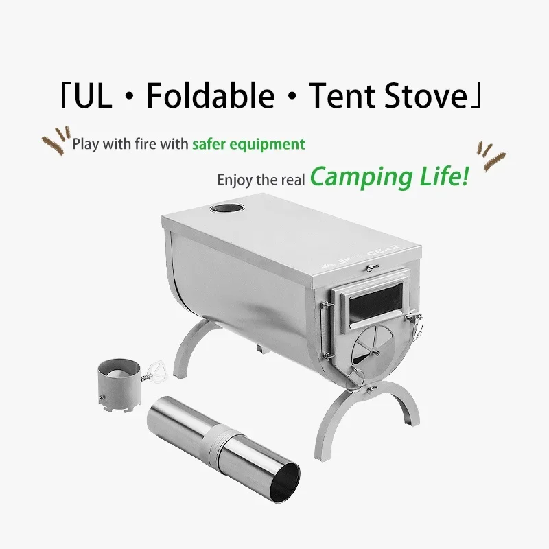 Wood Stove Outdoor Ultralight Titanium Alloy & 304 Stainless Camping Multipurpose Stove Tent Heating Survival Fire