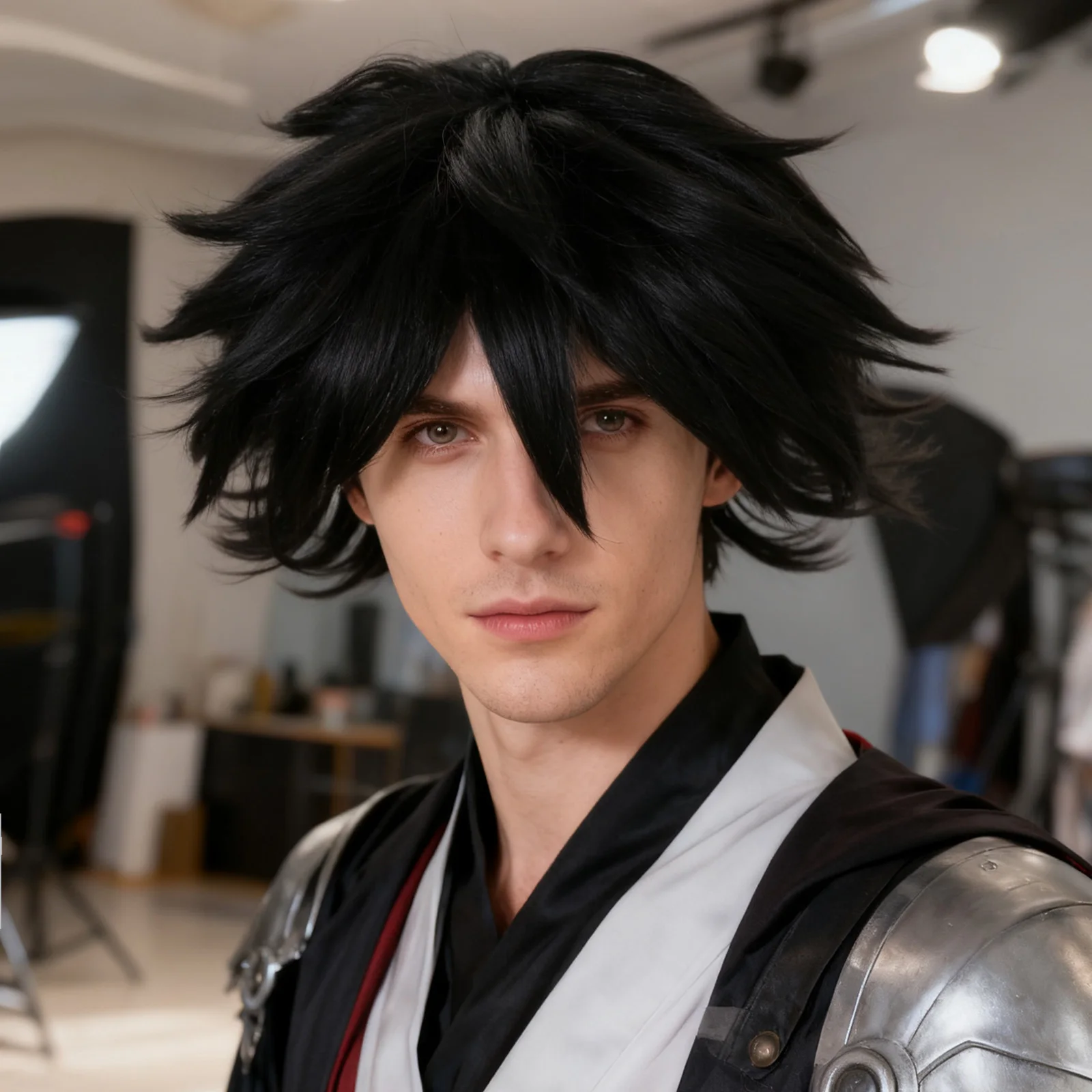 

Synthetic Short Black Cosplay Wigs With Fluffy, Smooth To The Touch.The Style Is Simple And Neat, Suitable For Men'S Daily Use
