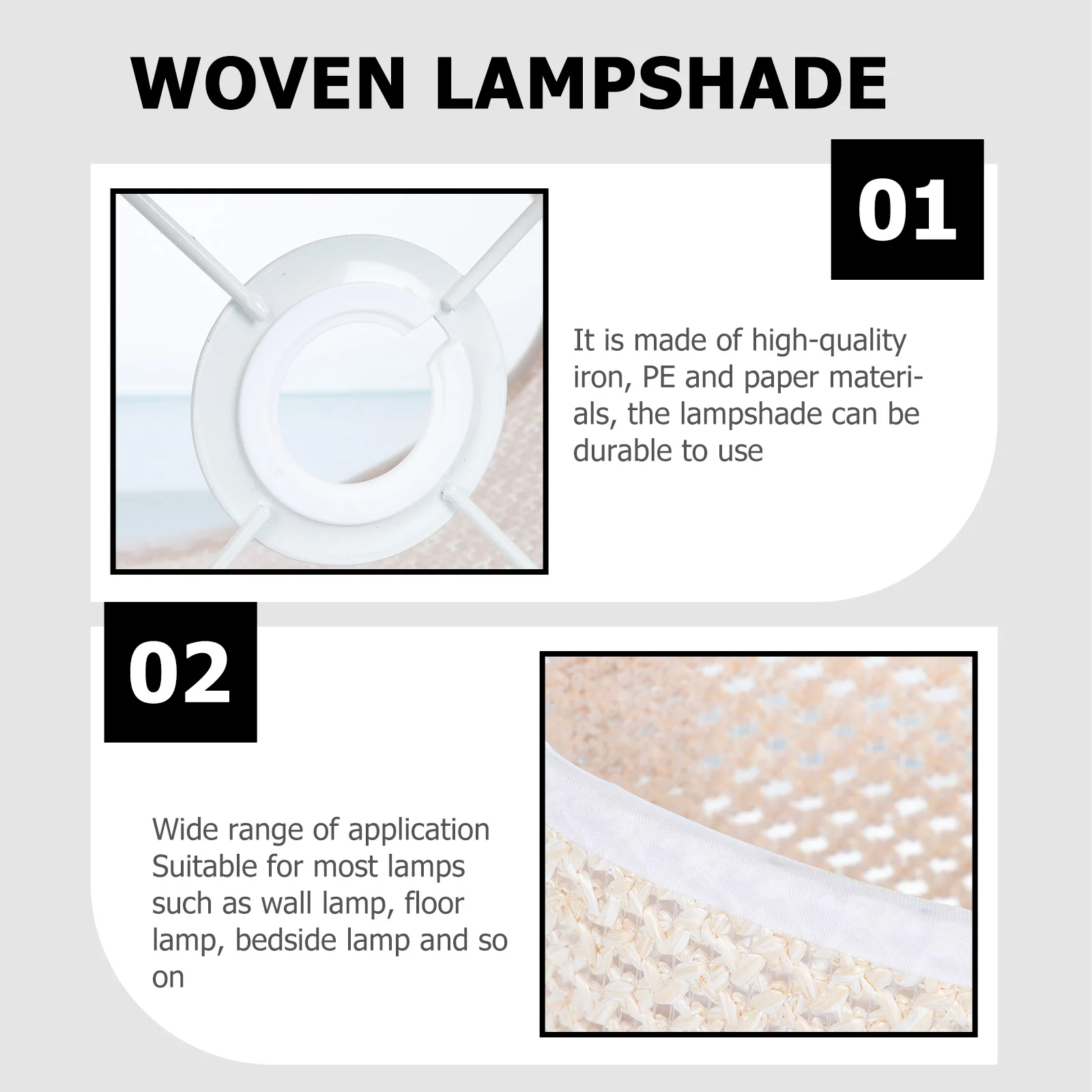 

Sturdy Woven Lampshade Cover For Floor Bedside Metal Simple Style Decorative Light Accessory Housewarming Gift Durable Practical