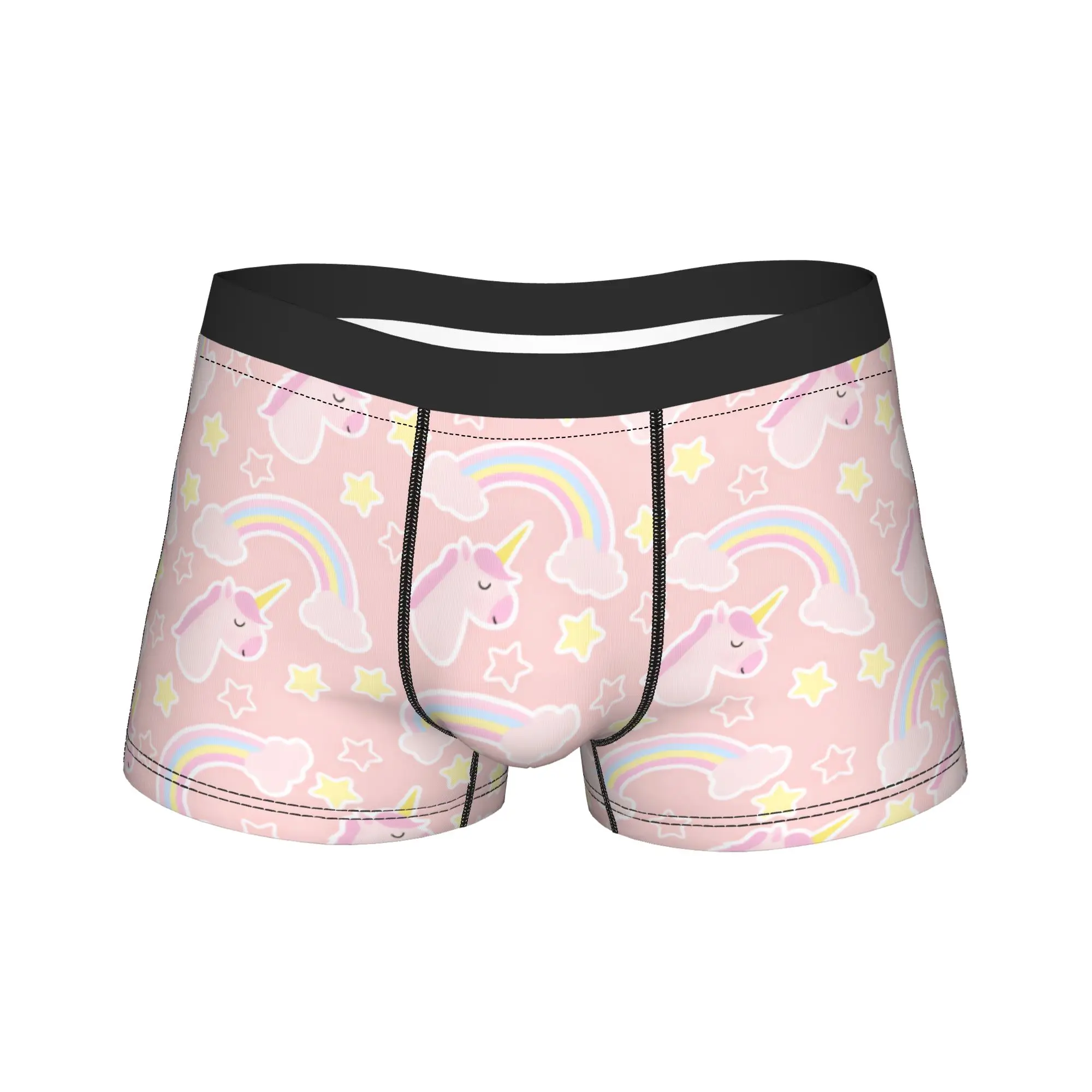 Seamless pattern with unicorns, clouds, stars and rainbow Underwear  Customs Boxershorts Hot Sale Men Underpants Shorts Briefs
