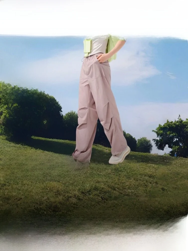 

Quick Dry Parachute Pants Outdoor Casual Sports Hiking Workwear Trousers Men's Women's Thin Cool Sensation Summer Banana Leaf
