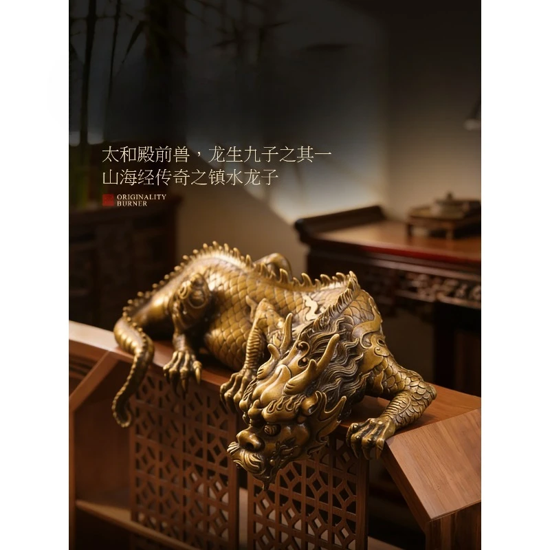Vintage style brass dragon ornaments table decorations Chinese dragon pattern ornaments crafts office art furnishings
