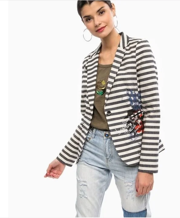 

Женский костюм в цветочную полоску, весенне-осенний костюм Jaet, оригинальный дизайн, облегающий длинный свеч, подходящий для поездок на работу, застежка на одной пуговице