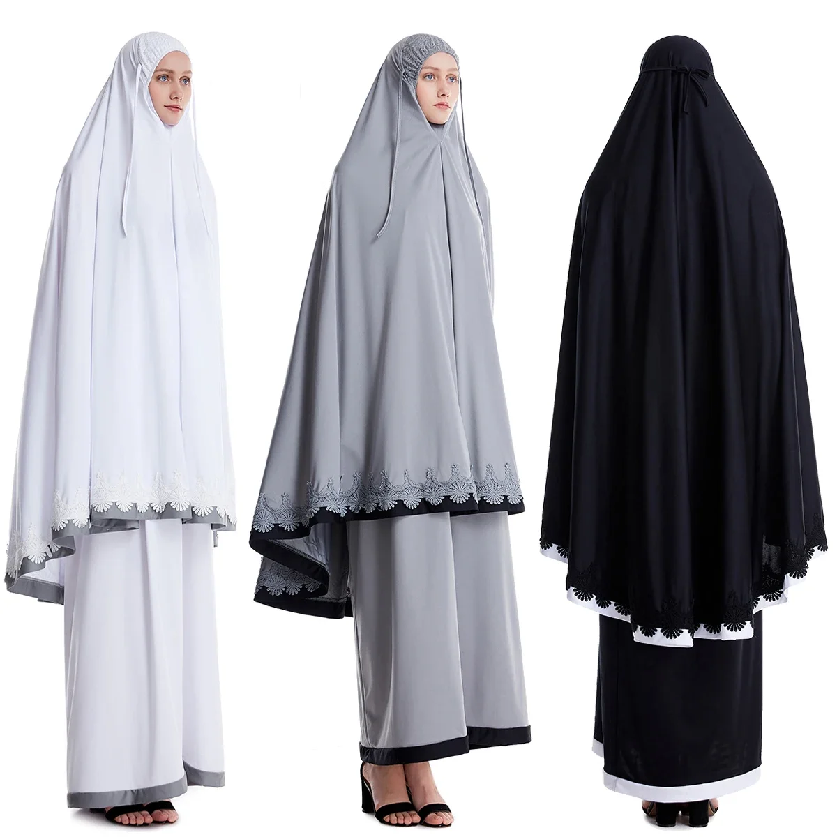 Set di indumenti da preghiera da donna Dubai Namaz Abito lungo Khimar Hijab Formale Abaya musulmano Eid Abbigliamento islamico Jurken Djellaba Abaya