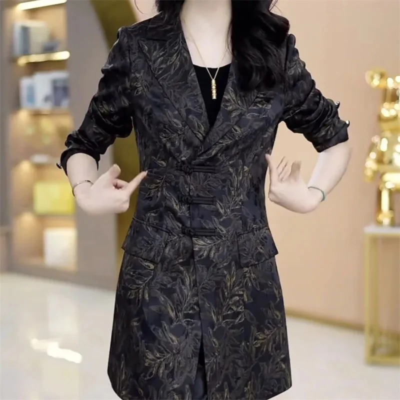 

High End Top For Women 2026 New Loose Spring Temperament Medium To Long Fashion Suit Windbreaker jacket For Women Spring Women