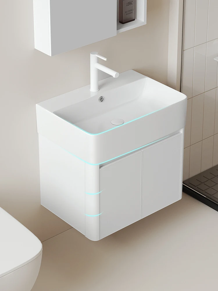 

Arc small apartment wash basin honeycomb space aluminum washbasin cabinet combination bathroom cabinet rounded corner washbasin