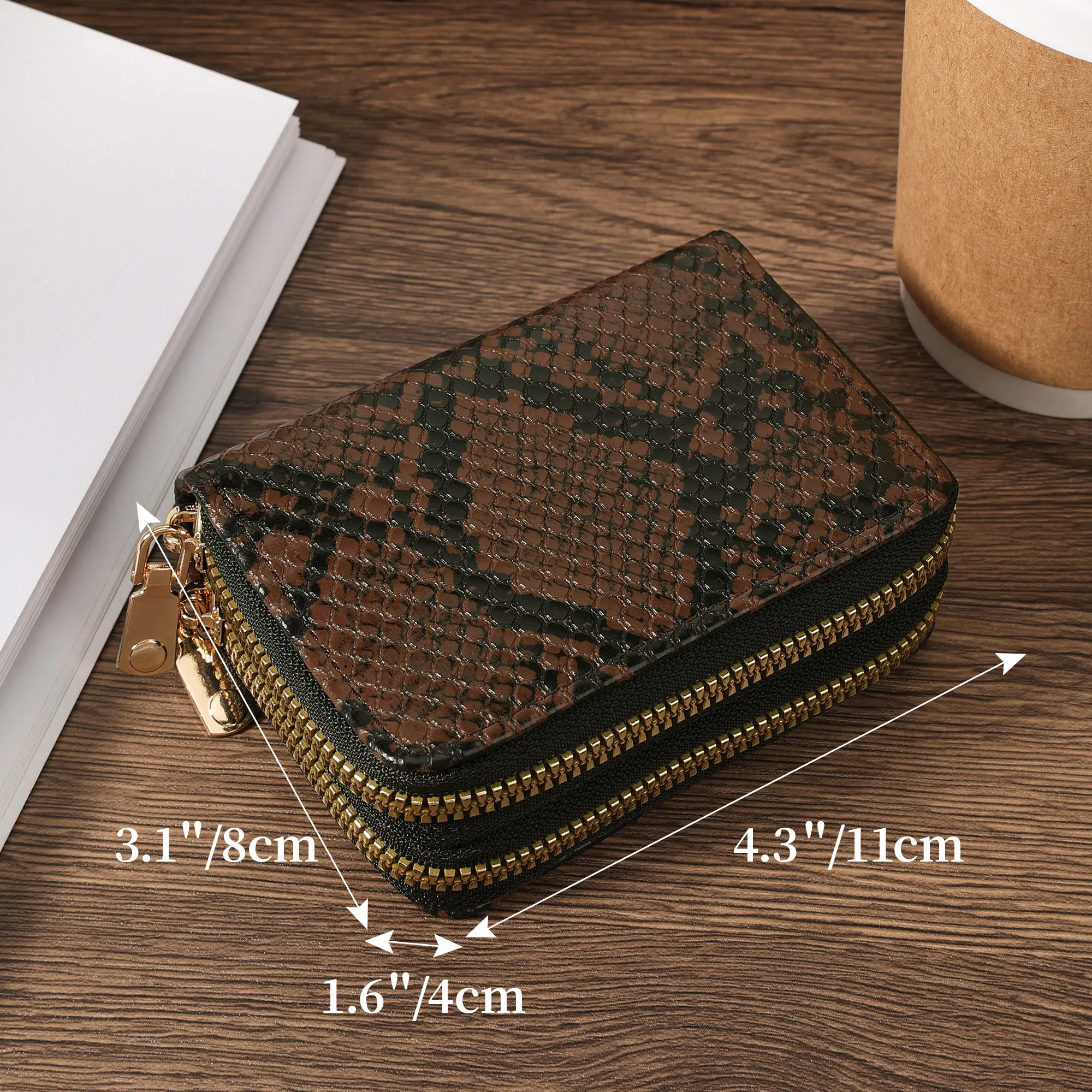 Versatile Double Zipper Credit Card Holder Bag, Trendy Card Short Wallet, Multi Card Slots Coin Purse images - 6