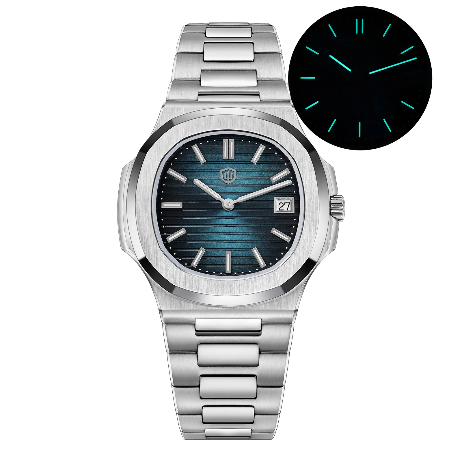 Watchdives WD00013 ساعة كوارتز سويسرية روندا 714 تاريخ الحركة الياقوت 316L 8Bar مقاوم للماء 37 مللي متر مضيئة مربع الساعات الفاخرة #3