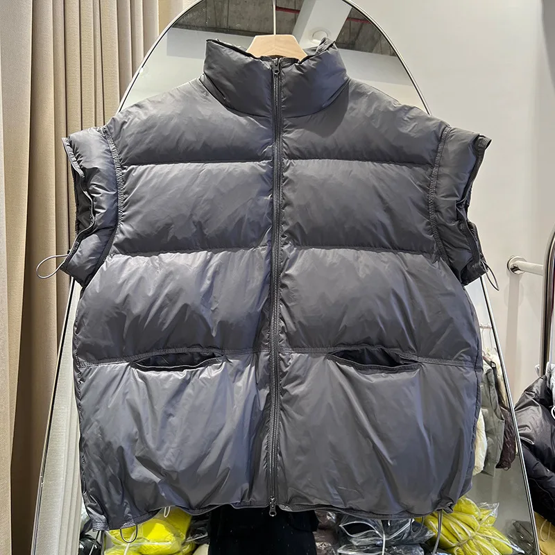 2025 Nieuwe Dikke 90% Witte Eendendons Puffer Jas Winter Vrouwen Stand Kraag Rits Parka Vrouwen Mouwloze Jas winter Uitloper