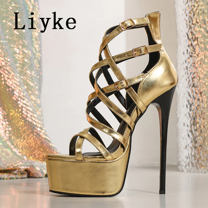 

Liyke Street Design Narrow Band Peep Toe Platform High Heels Sexy Sandals Women Pumps Fashion Party Prom Shoes Stilettos Mujer