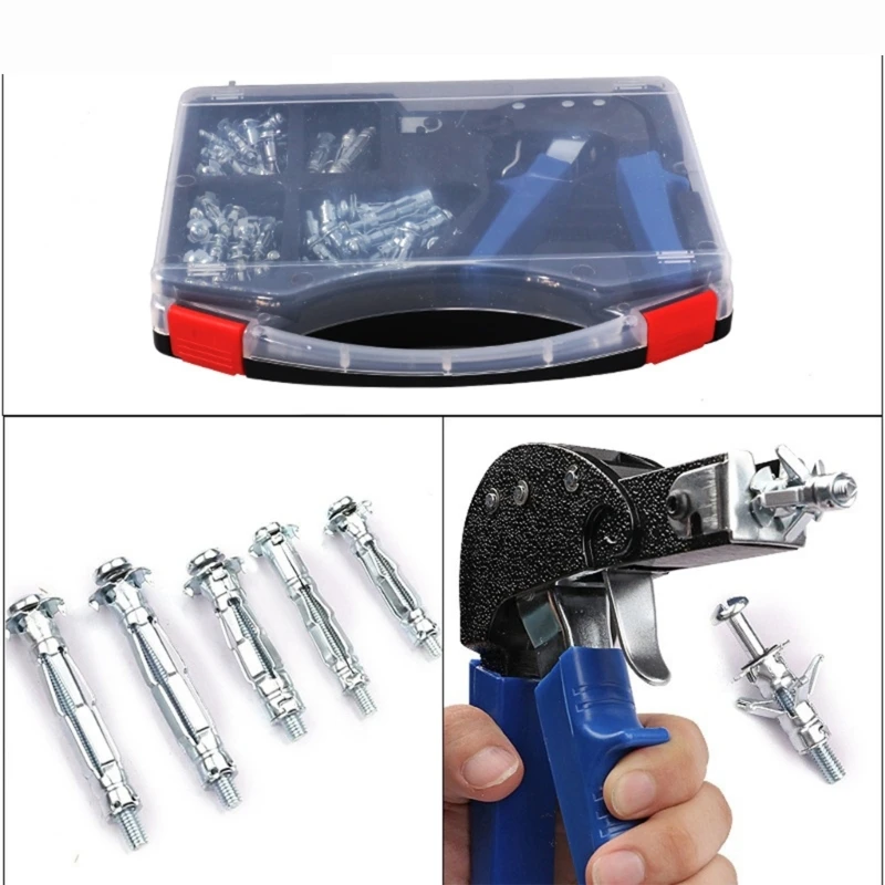 Multiple Size Anchoring Riveter Tool Set 72 Components Anti Slip Grip And Compact Storage For Construction Repair Tasks