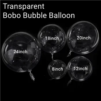 10pcs 10-24 นิ้วโปร่งใส Bobo บอลลูน CLEAR Inflatable Air Globos ฮีเลียมงานแต่งงานวันเกิดตกแต่ง baby Shower