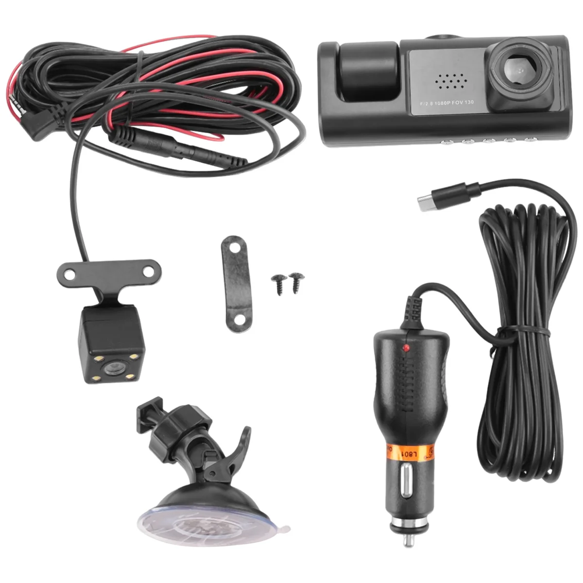 مسجل فيديو داش كام أمامي وخلفي ، 3 عدسات كاميرا ، مسجل فيديو رقمي للسيارة ، كاميرا داش ثلاثية القنوات ، HD our P ، رؤية ليلية داخلية