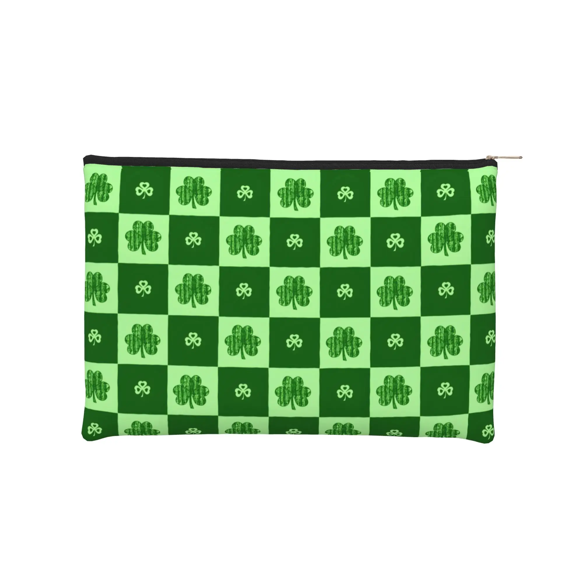 

1pc Stylish Shamrock Green Irish Makeup Bag St. Patrick's Day Toiletry Bag with Zipper Travel Cosmetic Pouch Storage Bag