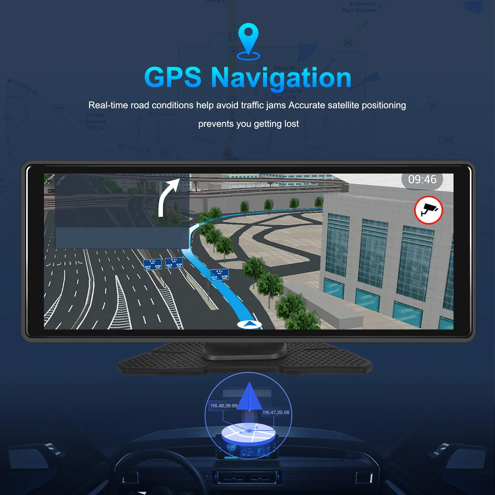 10. 26-calowy wideorejestrator samochodowy dla Android 13 4 + 64G Carplay Monitor Android kamera samochodowa WIFI GPS nawigacja na desce rozdzielczej rejestrator kamery