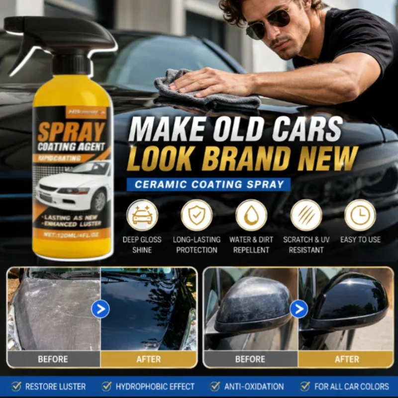 Car Coating Spray Body Surface Protector Long‑Lasting Gloss Restoration Agent Paint Surface Brightening Vehicle Maintenance