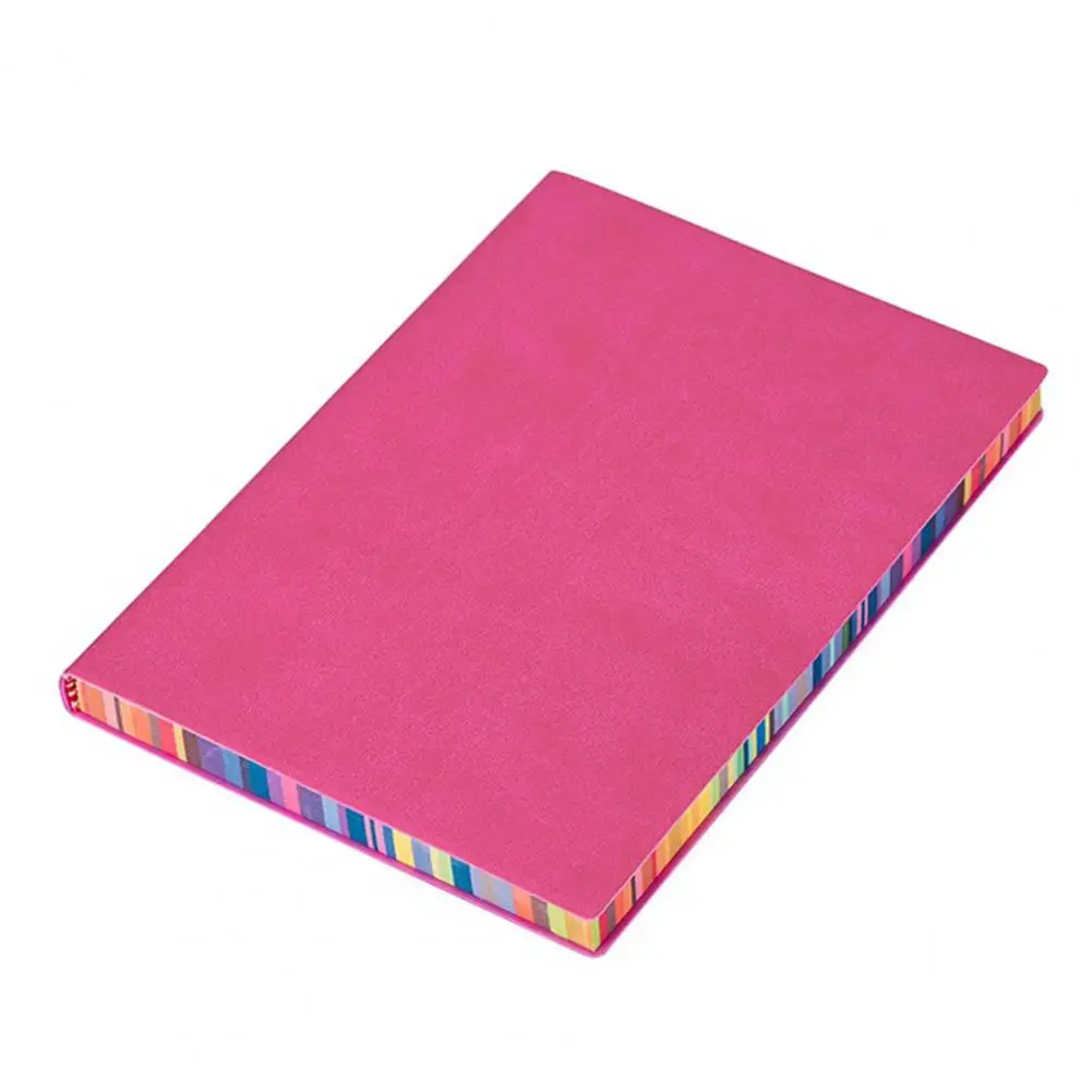 دفتر ملاحظات مدمج بحافة سميكة بألوان قوس قزح من الجلد الصناعي مقاس A5 مع ربط قوي وكتابة سلسة للأعمال المكتبية