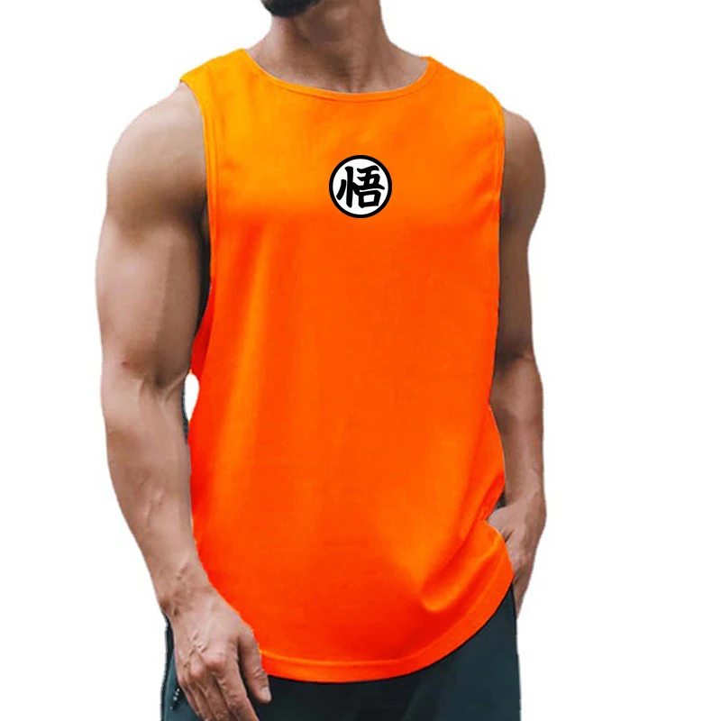 Running Vests Mens Japanese Anime WU Printed Summer Loose Fitness Sports Tank Tops Men Gym Clothing Workout Sleeveles T Shirt