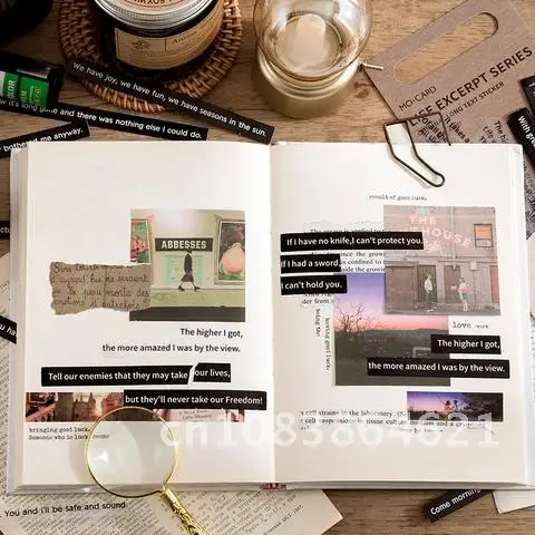 

40 Sheets English sentence Stickers Diy Scrapbooking handmade Strip Labels Craft Supplies for Diary Collage material