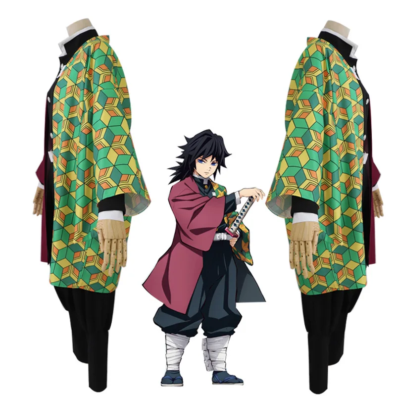 Disfraz de Anime Demon Slayers Kimetsu No Yaiba Tomioka Giyuu para hombre, uniforme de Kimono, ropa de fiesta de Navidad y Halloween