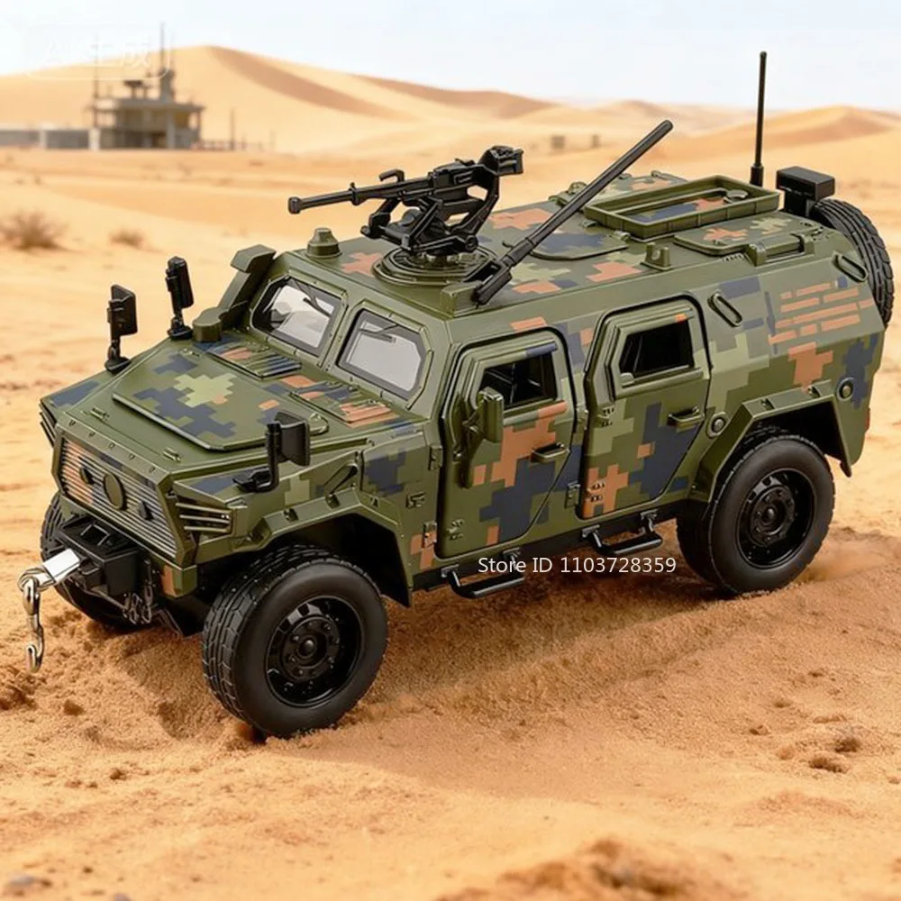 

1:32 DongFeng MengShi бронеавтомобиль, игрушечные модели, металлические литые под давлением Prado, внедорожные автомобили, звуковой свет, двери, открытые украшения с откатным механизмом