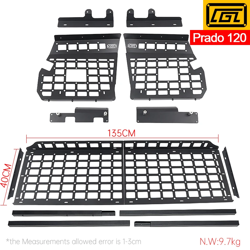 For Toyota Land Cruiser Prado J120 2003-2009 Accessories Window MOLLE Panels rear trunk debris rack Car-Styling for LEXUS GX470