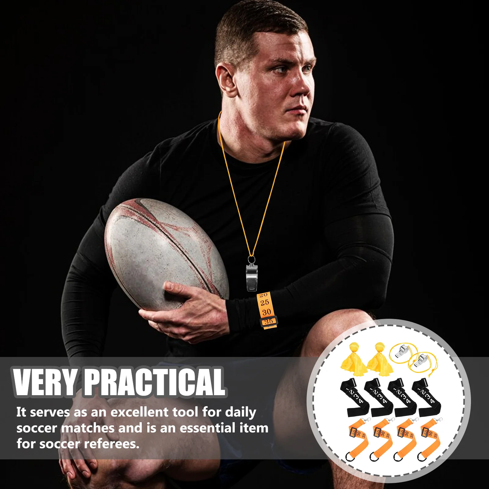 

1 Set Referee Chain Clips Football Waistband Numbered Wrist Band Soccer Sports Flags Whistle Pendant Referee Tools Competition