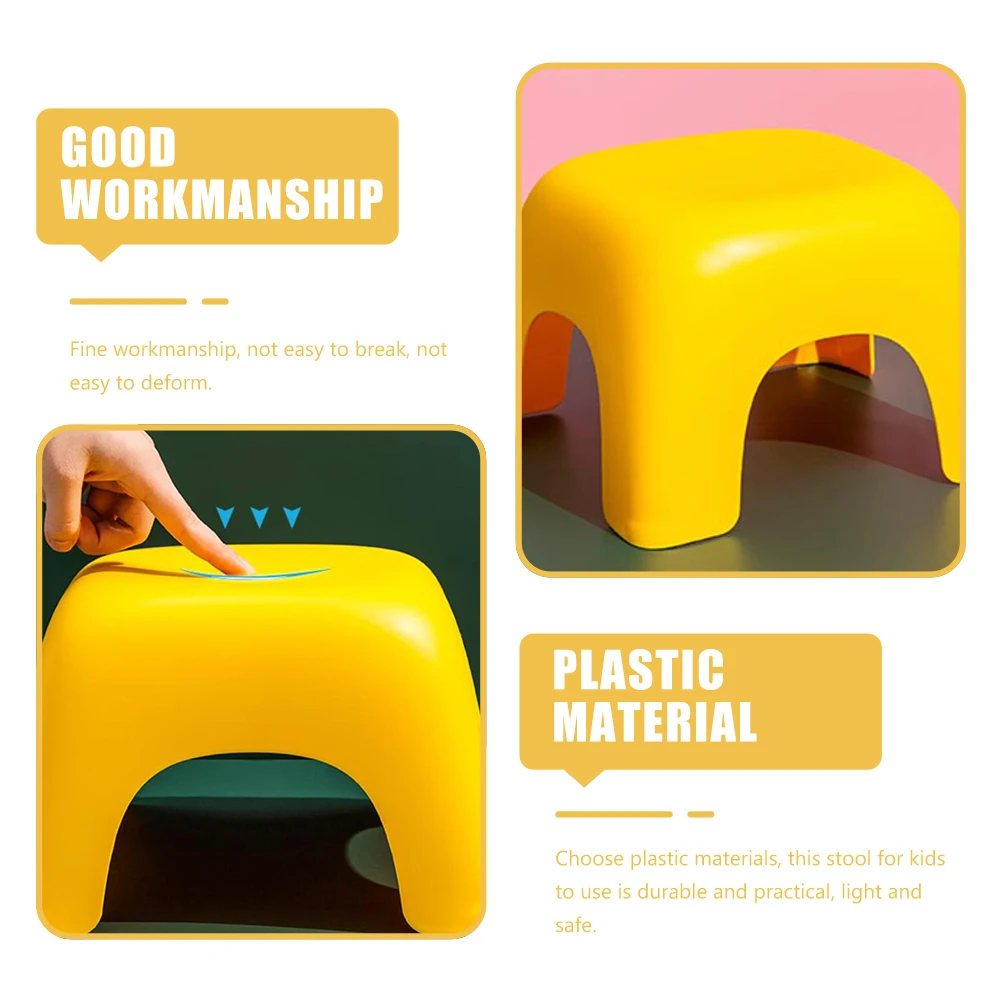 

Kids Plastic Stool Thickened Non-Slip Stackable Children Footstool Lightweight Handle Design for Home Kindergarten Bathroom