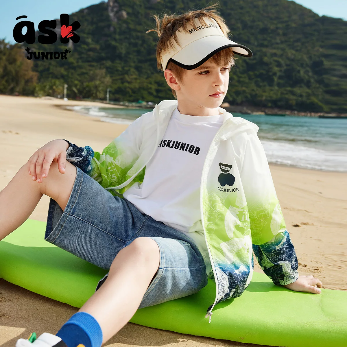 ASK JUNIOR Boys ملابس صيفية لتكييف الهواء، ملابس جلدية للأطفال، سترة بغطاء للرأس مطبوعة بألوان متطابقة #3