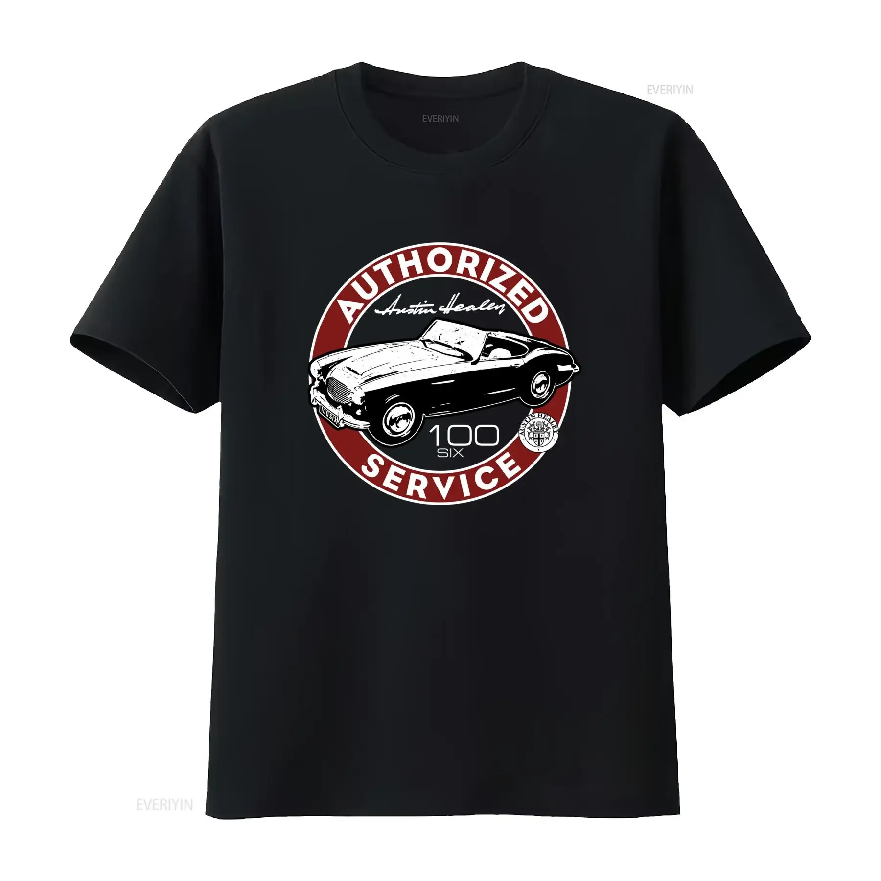 Vintage Retro Classic Sports Car Authorized Service Badge Print Casual T Shirt vintage Washed fashion streetwear