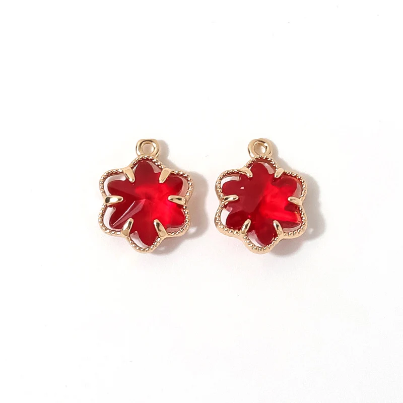 20pcs/ Set DIY jewelry accessories 12mm six leaf flower copper claw edging gold-plated pendant earrings bracelet accessories