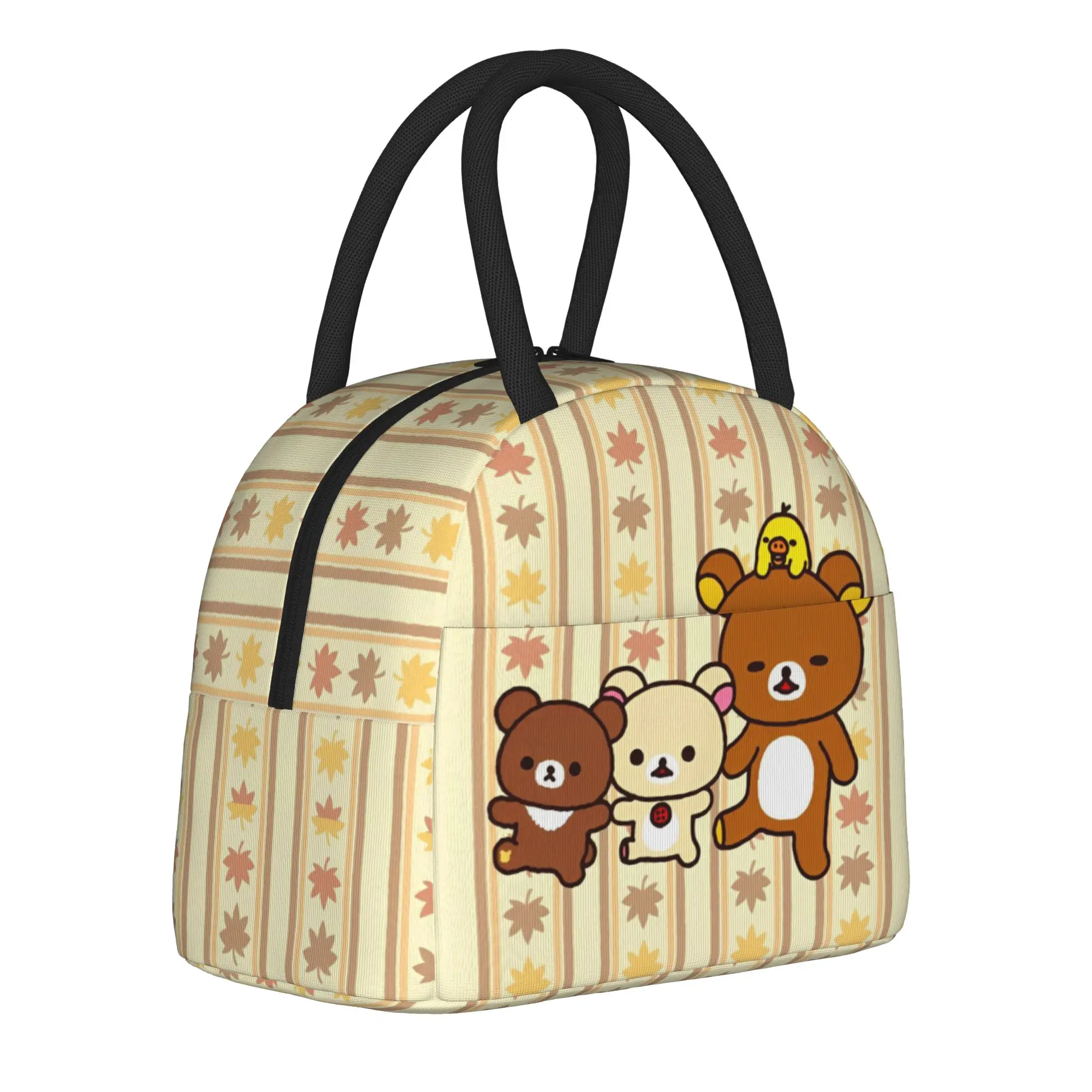 Kawaii Rilakkuma Insulated Lunch Bag Thermal Bag Reusable,Lunch Container Cartoon High Capacity Tote Lunch Box Bento Pouch
