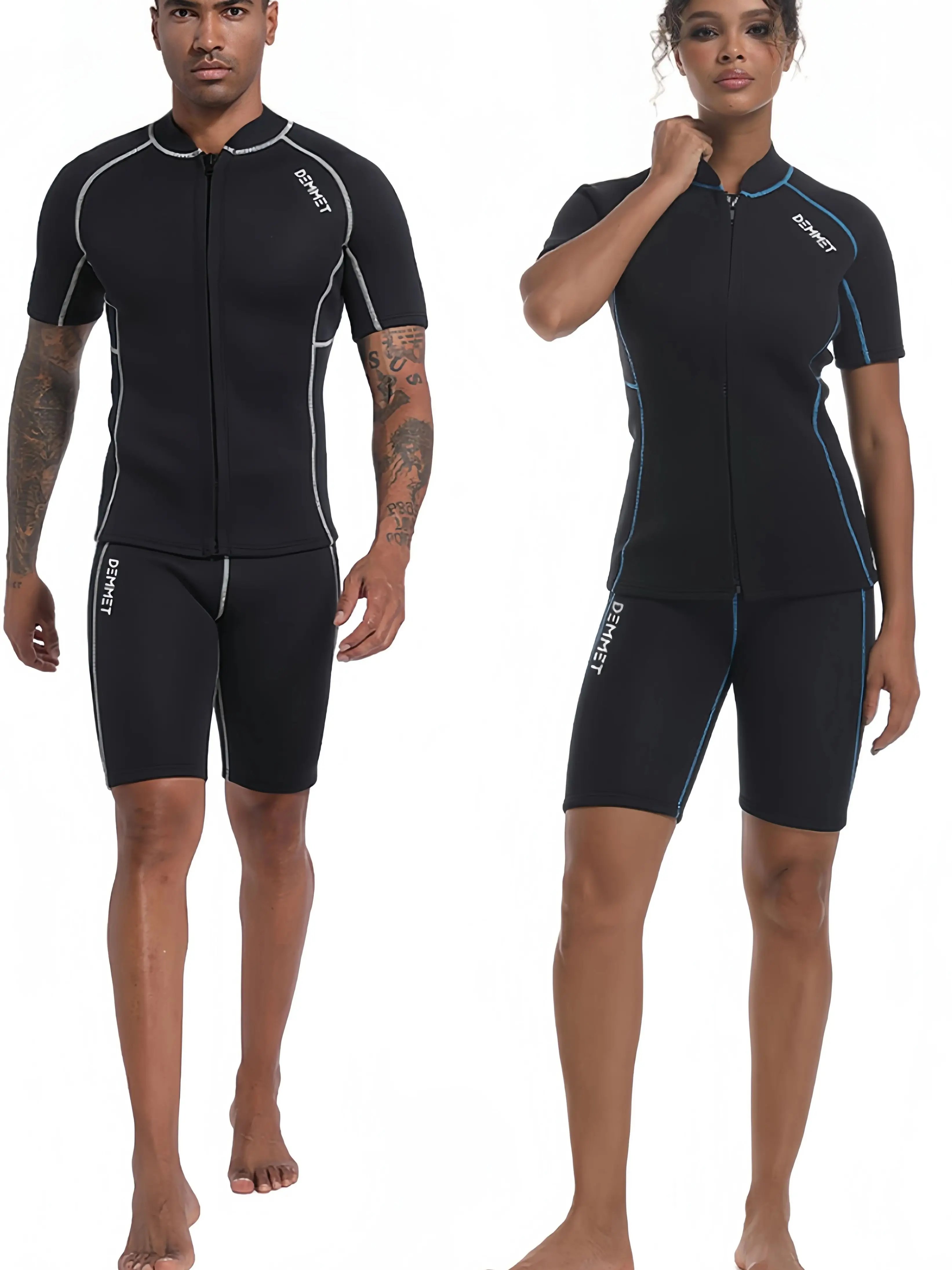 DEMMET combinaison courte hommes néoprène combinaison de plongée manches fendues femmes combinaison humide avant Zip pêche sous-marine natation maillots de surf 1.5MM/3MM
