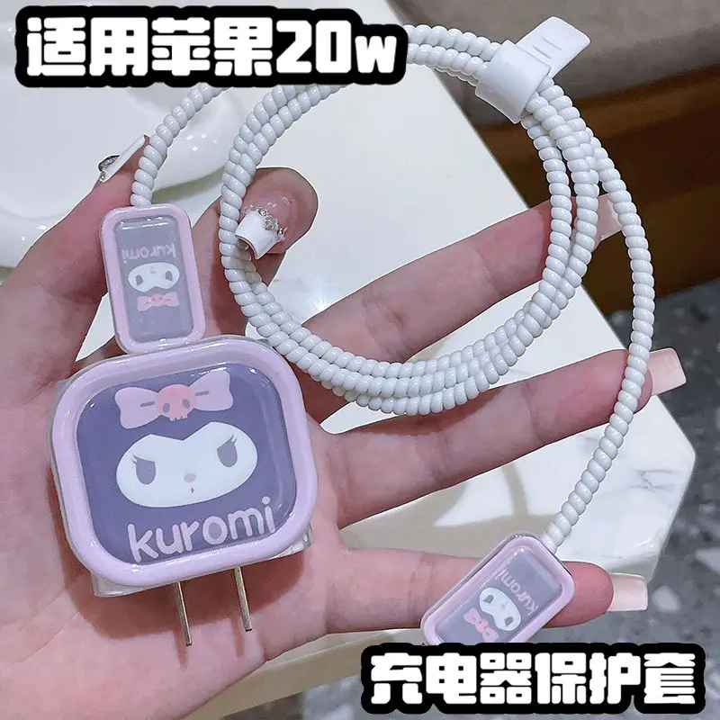 

Sanrio animation cartoon cute innovative Kurome 14pro data cable protective cover iPhone13 charging cable protection rope gift