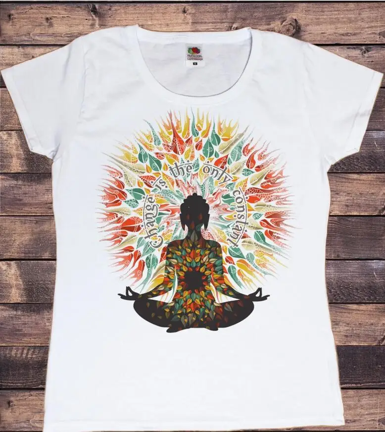 Rainbow Namaste Lotus Graphic Print Tshirt Women Meditation Breathe T Shirt Female Yoga Posture T-Shirt Female Summer Tops Tee