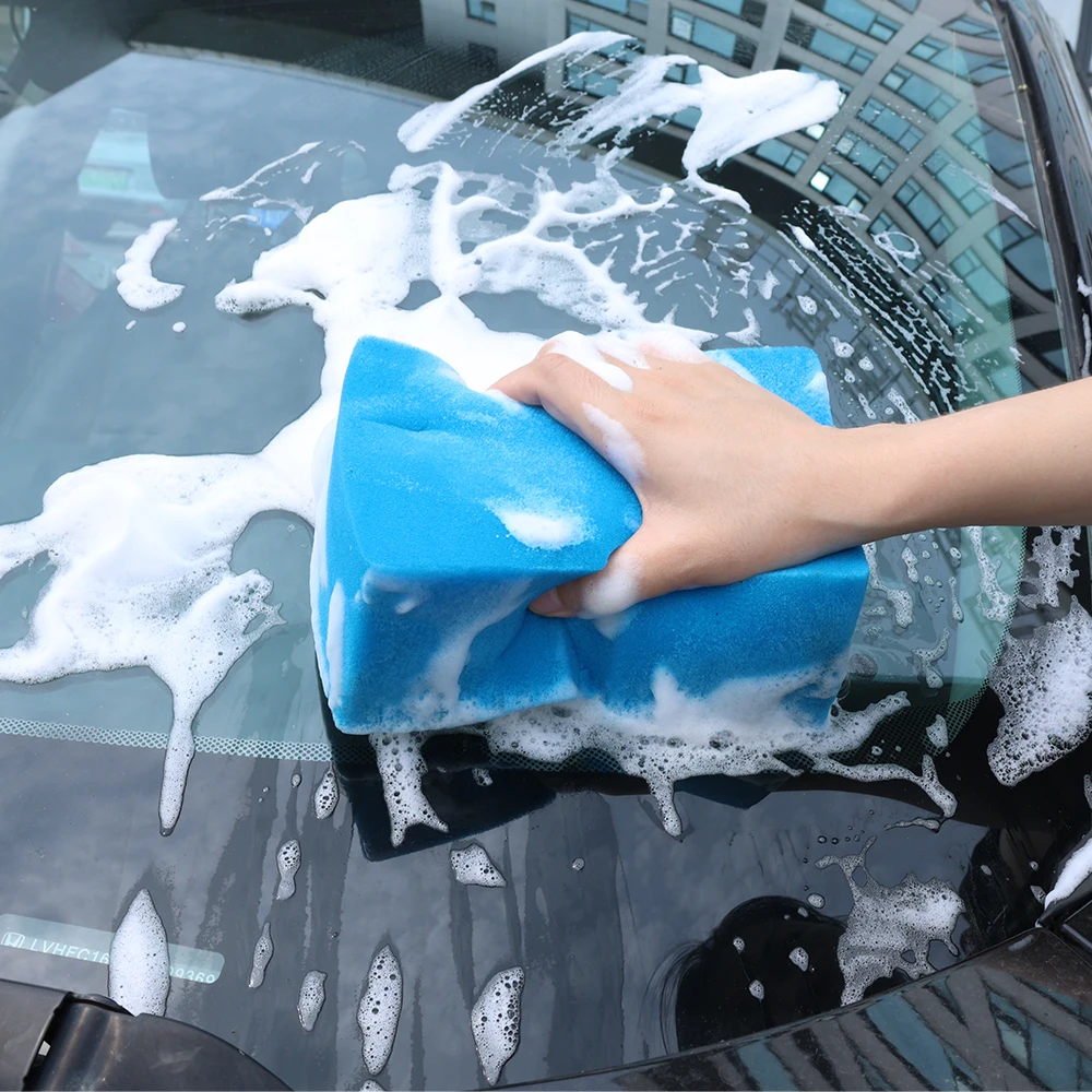 Car Washing Sponge Large Cross Cut Soft Foam Grid Super Absorbent Sponge Detailing Wash Easy Grip Non Scratch Auto Washing Tools