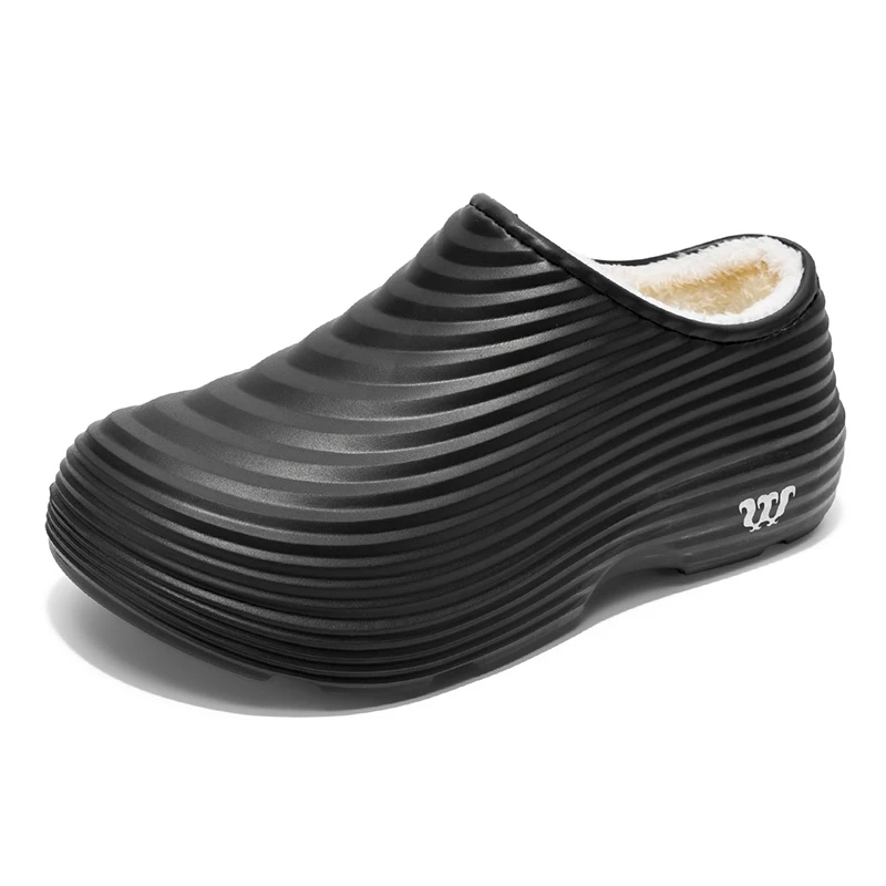 

Новые модные хлопковые тапочки, мужские зимние теплые домашние хлопковые туфли, непромокаемая садовая обувь, домашняя лаконичная обувь без шнуровки