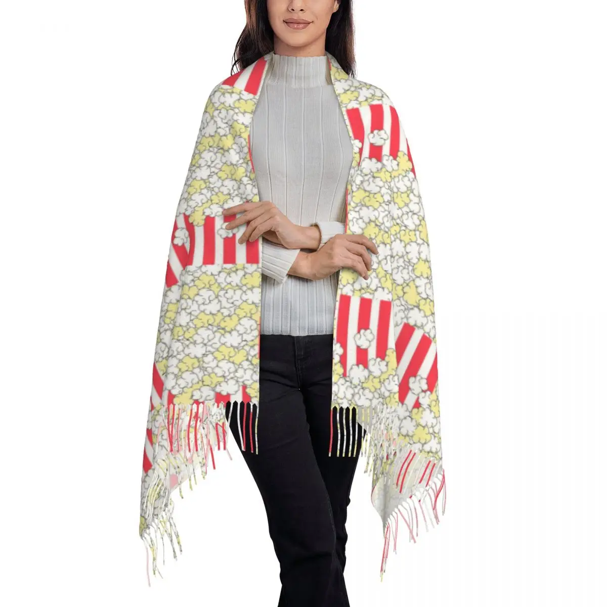 BUTTERED POPCORN Scarf Tassel Scarves for Women Soft Warm Shawls and Wraps Large Fall Winter Shawl Wrap