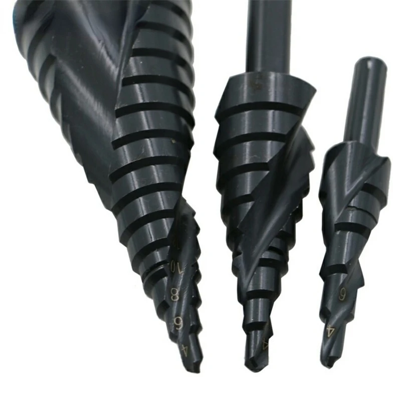 MetalCone Triangle Shank Hole Metal drills 4-12/20/32mm HSS Cobalt Step Drill Bit Set Nitrogen High Speed Steel Spiral DrillBits