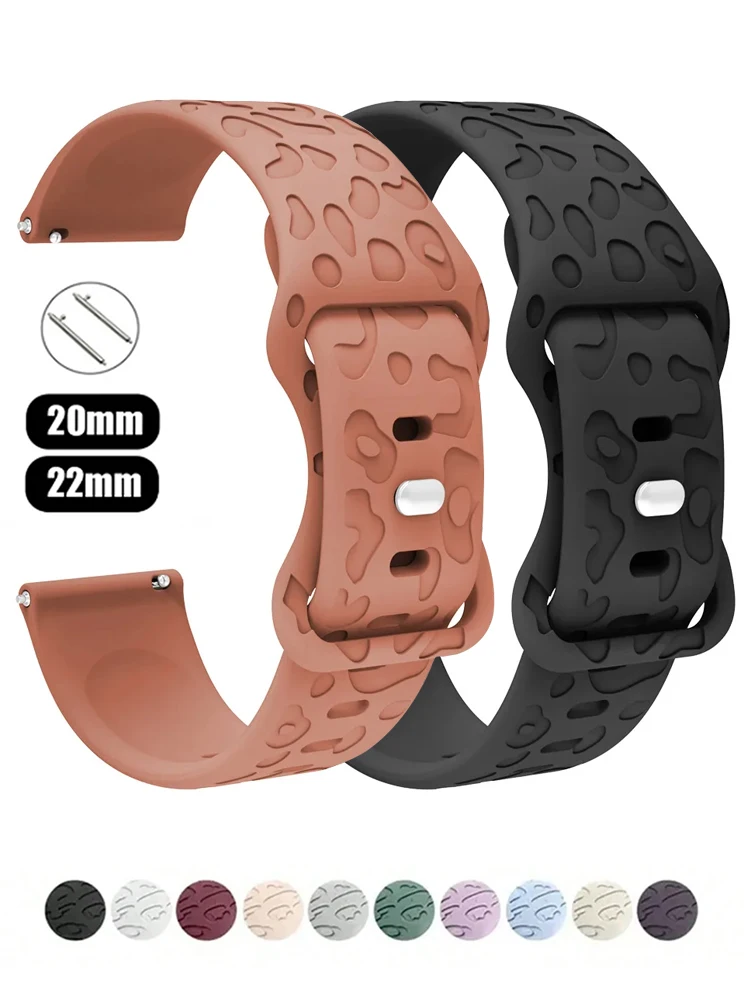 20mm Sport graviertes Band für Samsung Galaxy Uhr 6/4/6 Pro/klassisches Silikon Correa Leopard Armband Huawei GT 4-3-2 Armband