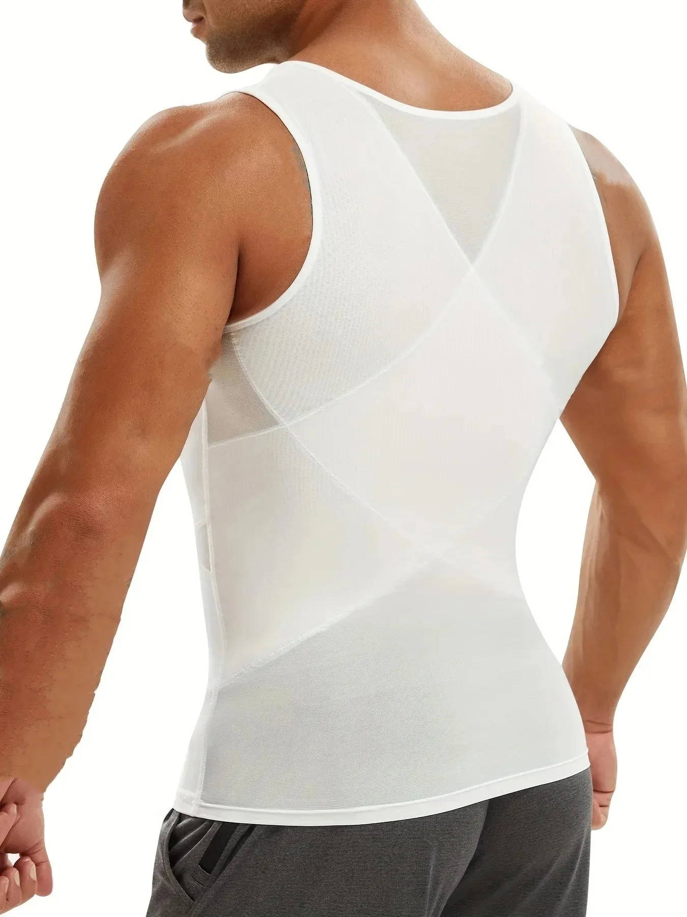 Men\'s Breathable Compression Tummy Control Undershirt Slimming Body Shaper Sleeveless Tank Top Shaping Spring/Summer Sweatshirt